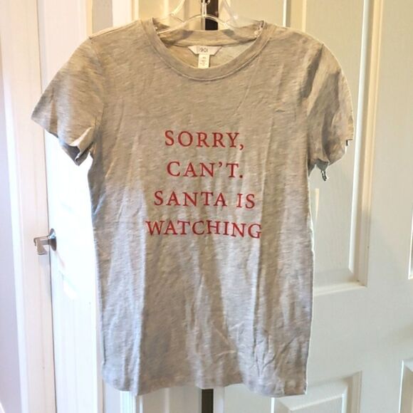 1901 by Nordstrom Christmas Holiday Graphic Print T-Shirt Santa is Watching - Picture 1 of 4
